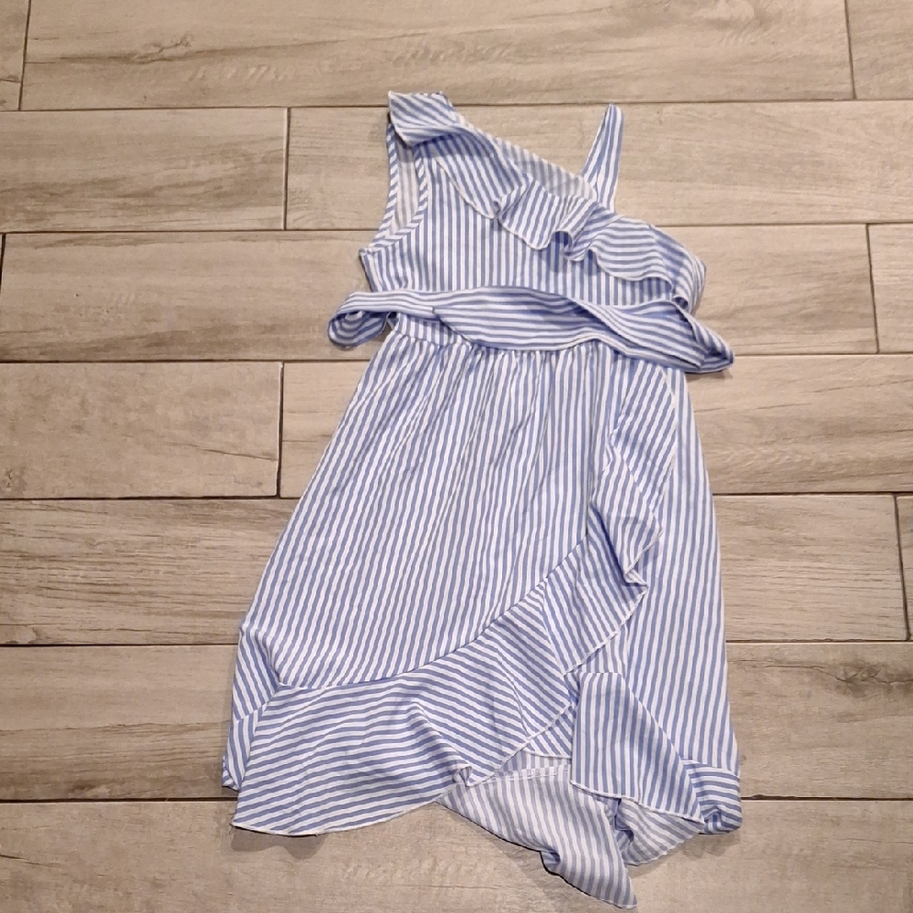 💐Shein Blue Striped Girls Dress🍍🍓🦉🐧💘